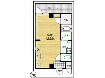 ELEGANTE宝塚(ワンルーム/2階)の間取り写真