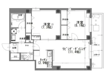 ジャルダン デ グリシーヌ(2LDK/6階)の間取り写真