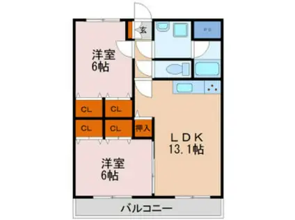 キングペレ(2LDK/1階)の間取り写真