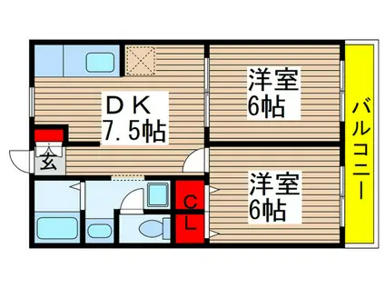 メゾンナカムラV(2DK/2階)の間取り写真