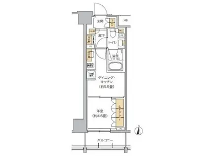 リビオメゾン東池袋(1DK/3階)の間取り写真