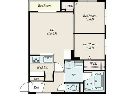 RAFFINE(2LDK/4階)の間取り写真