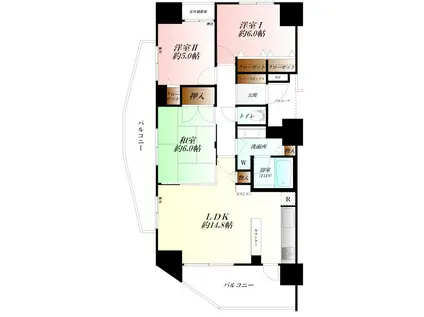 レーベンハイム熊谷エアリーフォート(3LDK/15階)の間取り写真