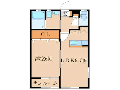 WIN-WIN大浦III(1LDK/2階)の間取り写真