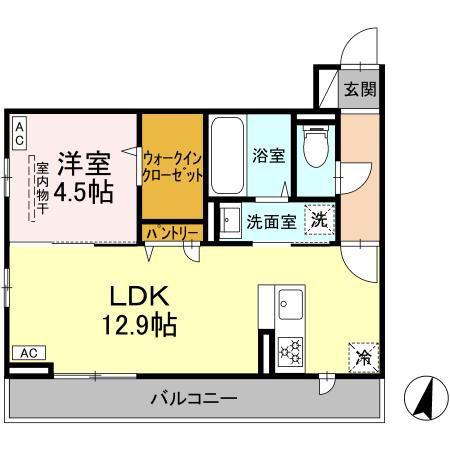 ABUNDANT I(1LDK/2階)の間取り写真