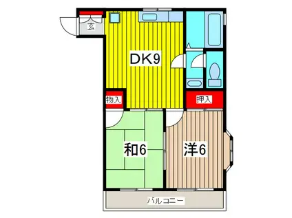 ハイネストモエ(2DK/2階)の間取り写真