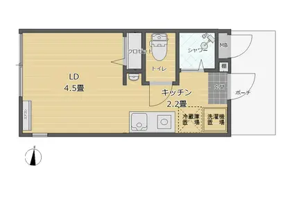 ブックストーリー秋(ワンルーム/1階)の間取り写真