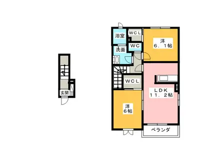 ゴールデンステージ旭 A棟(2LDK/2階)の間取り写真