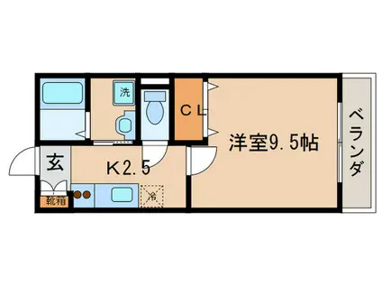 ウインオカダヤ(1K/1階)の間取り写真