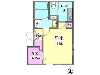メゾンウエスト AT(1K/1階)の間取り写真