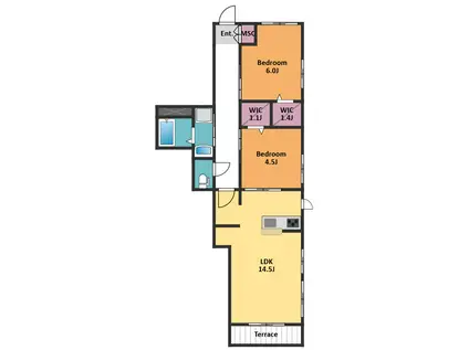 FELICEDAIZAWA(2LDK/1階)の間取り写真