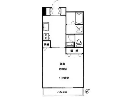 シャトー瑠璃(1K/1階)の間取り写真