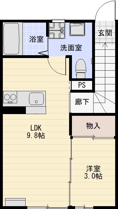 ローズコート横森(1LDK/2階)の間取り写真