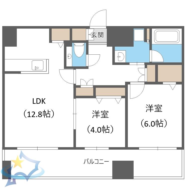 MJ SQUARE KOTONI(2LDK/2階)の間取り写真