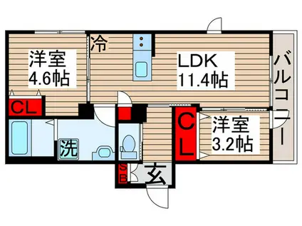 セフィラ竹ノ塚(2LDK/3階)の間取り写真