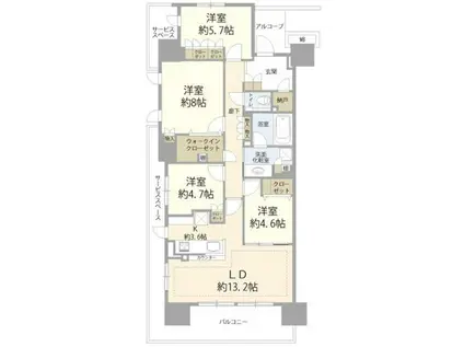 プラウドシティ南山(4LDK/3階)の間取り写真