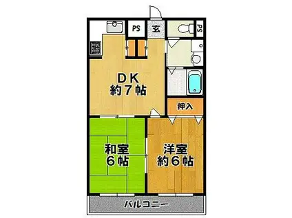 リード21(2DK/6階)の間取り写真