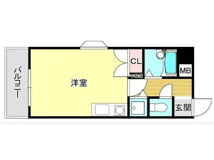 クレアトール百道(ワンルーム/6階)の間取り写真