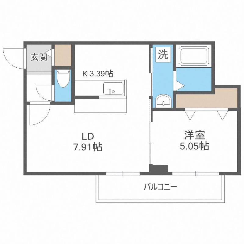 カレラ伏見(1LDK/5階)の間取り写真