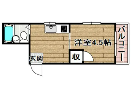 第二幸和マンション(1K/3階)の間取り写真