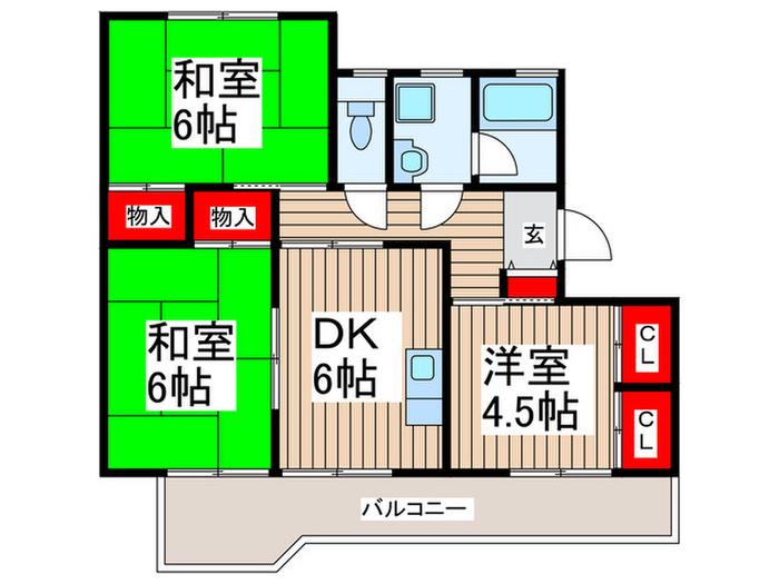 ライフマンション(3DK/3階)の間取り写真
