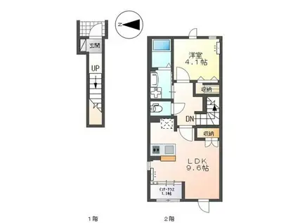 ウィステリアIV(1LDK/2階)の間取り写真