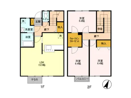 ラルジュD(3LDK/1階)の間取り写真