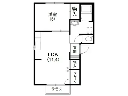 グリーンコート(1LDK/2階)の間取り写真