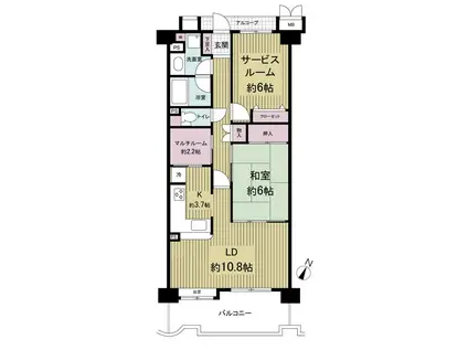 エンゼルパークサイド川崎(1SLDK/4階)の間取り写真