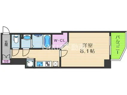 ワールドアイ天王寺ミラージュII(1K/2階)の間取り写真