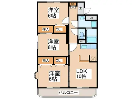 フローラルヴィレッジ(3LDK/3階)の間取り写真