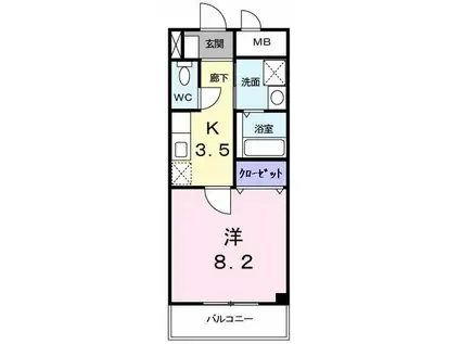 スタディオ・フラット田島(1K/2階)の間取り写真