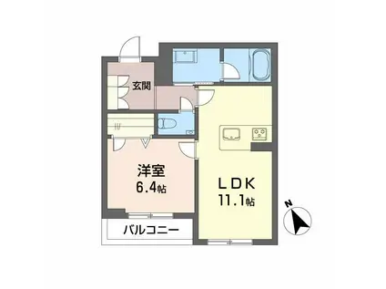 シャーメゾン下荒田(1LDK/2階)の間取り写真