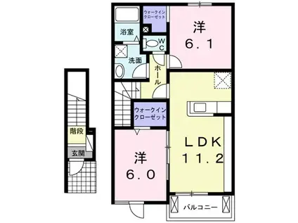 フレージュ パラッツォ A(2LDK/2階)の間取り写真