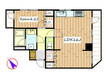 エルグランドレジデンス(1LDK/2階)の間取り写真