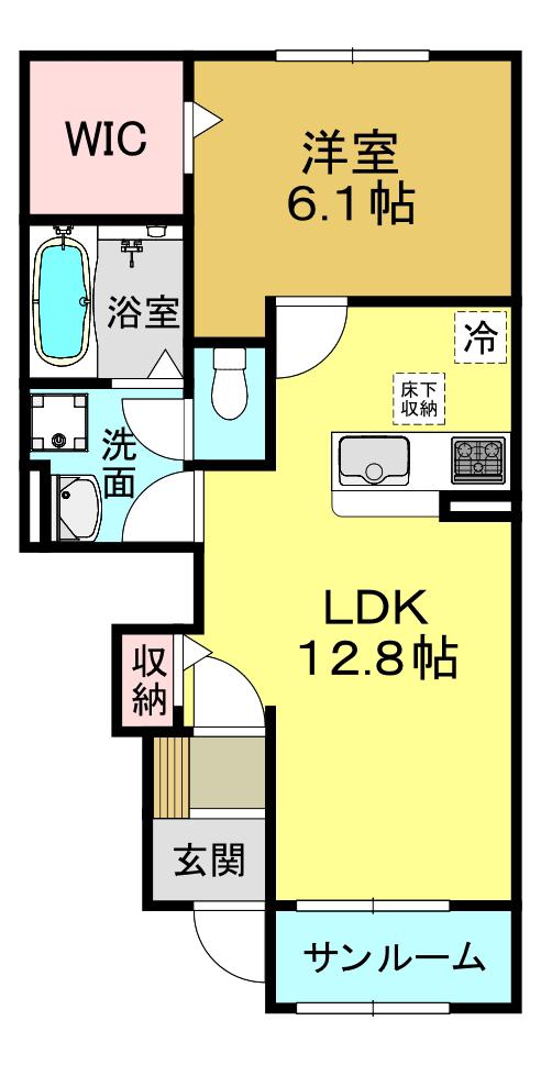 カトルセゾンN(1LDK/1階)の間取り写真