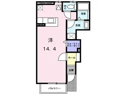 ヒルズI(ワンルーム/1階)の間取り写真