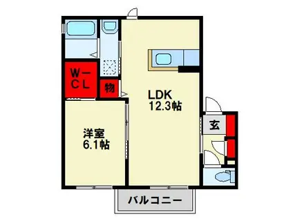 シェソワロゼ(1LDK/2階)の間取り写真