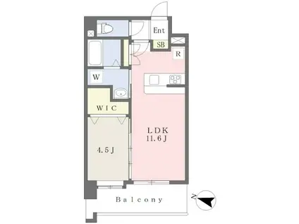 グランフィーネ国府(1LDK/3階)の間取り写真