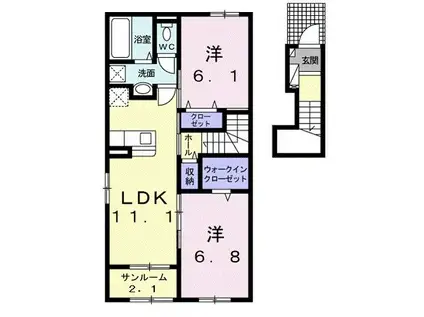 ルトンセランVI(2LDK/2階)の間取り写真