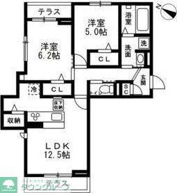 フルール(2LDK/3階)の間取り写真