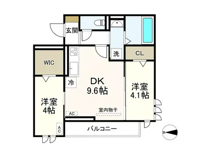 DALLE DE VERRE(2DK/2階)の間取り写真