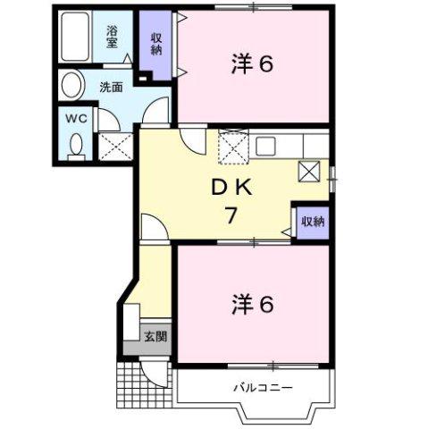 ニューパ-ク(2DK/1階)の間取り写真