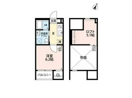 アルシオーネ元郷 (1K/2階)の間取り写真