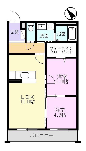 プレステージ坂本(2LDK/3階)の間取り写真