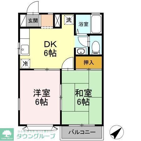 メゾングラッセA(2DK/2階)の間取り写真