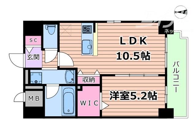 スプランディッド新大阪VIII(1LDK/6階)の間取り写真