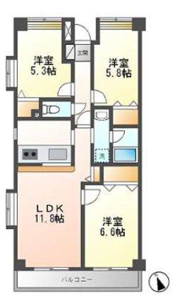グレース代官IV(3LDK/2階)の間取り写真