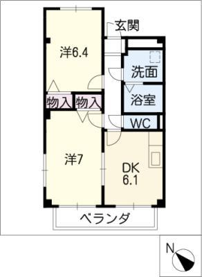 一ツ木ハイツ安井III(2DK/3階)の間取り写真