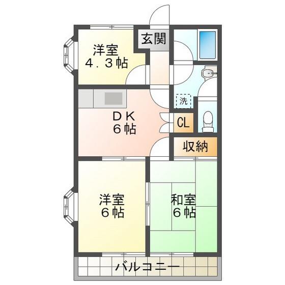 ダイアナポリス鳥居II(3DK/2階)の間取り写真